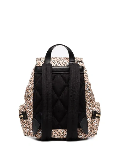 Shop Burberry Small Tb Monogram Backpack In Neutrals