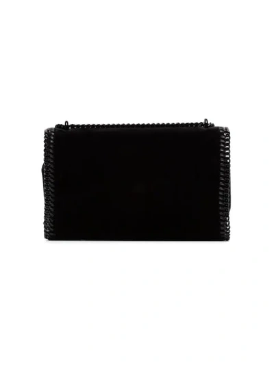 Shop Stella Mccartney Black Falabella Small Velvet Shoulder Bag