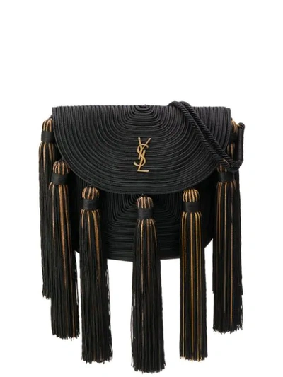 Shop Saint Laurent Tassel Cross Body Bag In Black