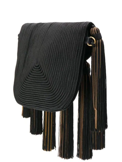 Shop Saint Laurent Tassel Cross Body Bag In Black