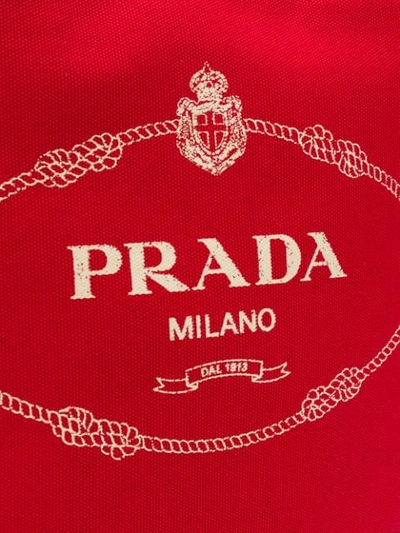 Shop Prada Vintage Logo Shopper Bag In Red