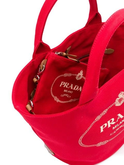 Shop Prada Vintage Logo Shopper Bag In Red