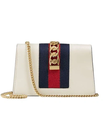 Shop Gucci Sylvie Leather Mini Chain Bag In White