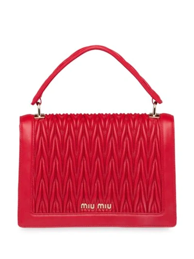 Shop Miu Miu Miu Confidential Matelassé Leather Bag In Red