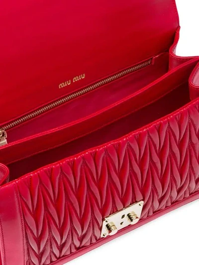 Shop Miu Miu Miu Confidential Matelassé Leather Bag In Red