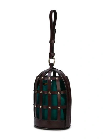 Shop Oscar De La Renta Bird Cage Bag In Brown