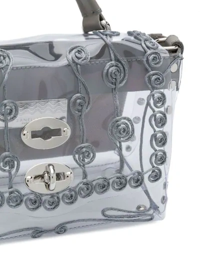 Shop Zanellato Embroidered Perspex Box Bag In Grey