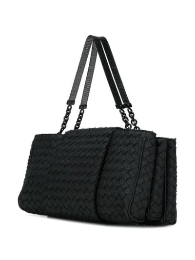 Shop Bottega Veneta Calf Leather Intrecciato Tote Bag In Black