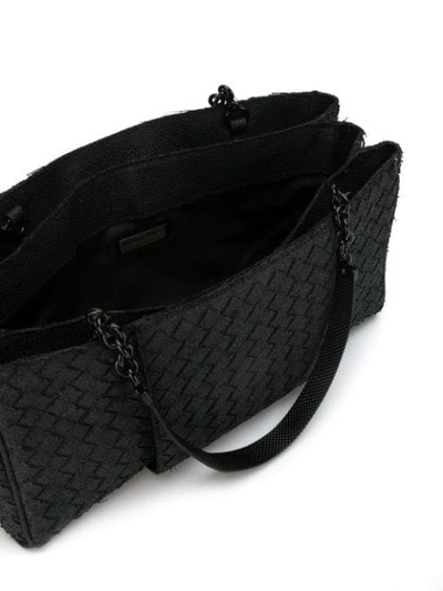 Shop Bottega Veneta Calf Leather Intrecciato Tote Bag In Black