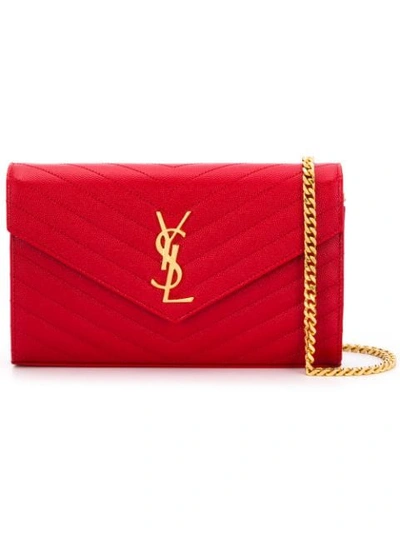Shop Saint Laurent Monogram Chain Bag In 6515 -bandana Red