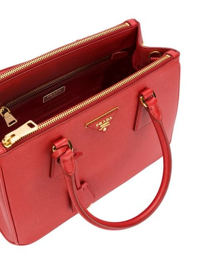 Shop Prada Mini Galleria Tote In Red