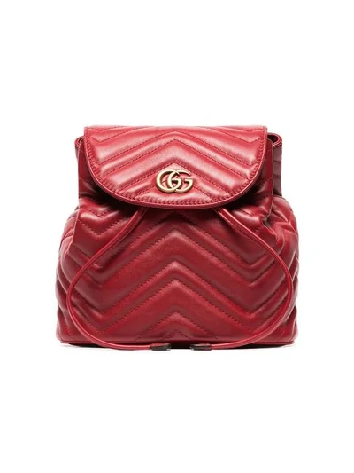 Shop Gucci Red Marmont Quilted Leather Backpack