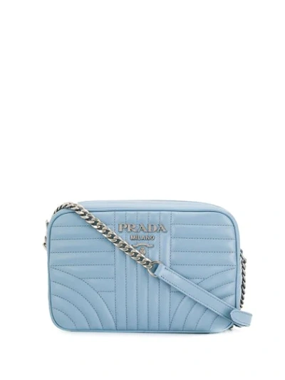 Prada - Authenticated Diagramme Handbag - Leather Blue Plain for Women, Very Good Condition
