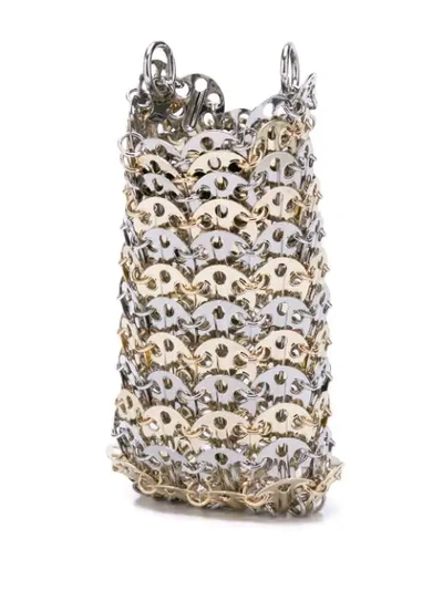 Shop Paco Rabanne Contrast Shoulder Bag In M960 Silver/light Gold