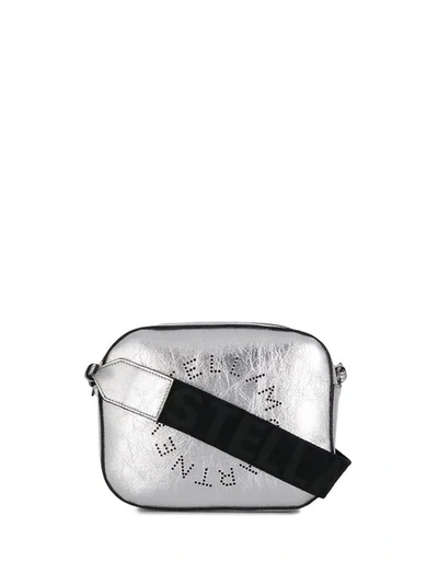 Shop Stella Mccartney Logo Camera Mini Bag In Silver