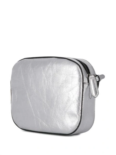 Shop Stella Mccartney Logo Camera Mini Bag In Silver