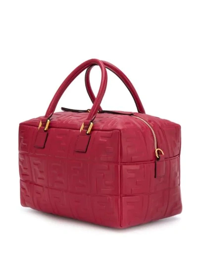 Shop Fendi Small Boston Ff Motif Bag In Red