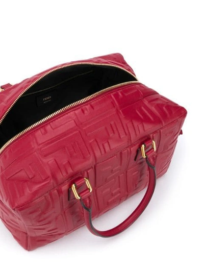 Shop Fendi Small Boston Ff Motif Bag In Red