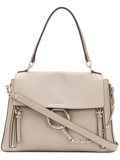 Shop Chloé 'faye' Schultertasche In Grey