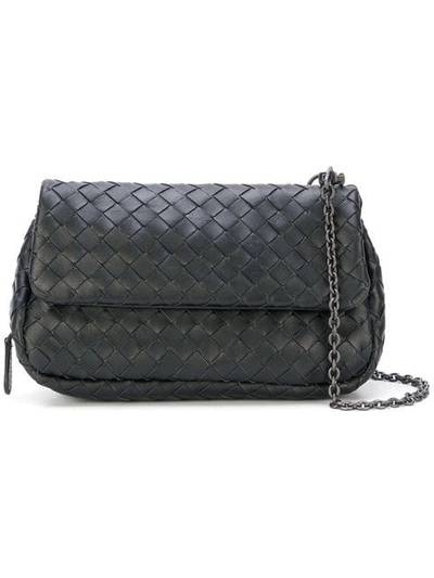 Bottega Veneta Nero Intrecciato Nappa Small Shoulder Bag in Black