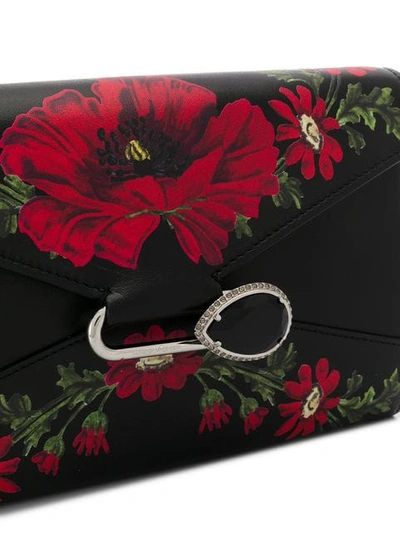 Shop Alexander Mcqueen Floral Pin Crossbody Bag - Black