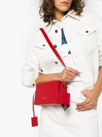 Shop Calvin Klein 205w39nyc Red Mini Leather Box Clutch