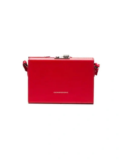 Shop Calvin Klein 205w39nyc Red Mini Leather Box Clutch