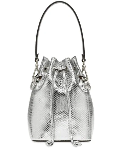 Shop Fendi Mini Mon Tresor Bucket Bag In Silver