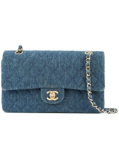 Pre-owned Chanel 1997-1999 Denim Double Shoulder Bag In Blue