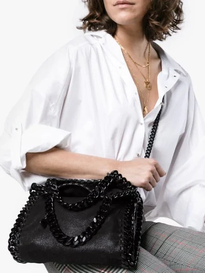 Shop Stella Mccartney Black Falabella Shaggy Deer Shoulder Bag