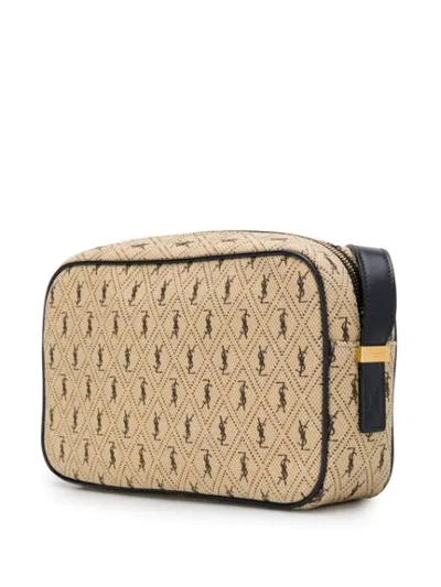 Shop Saint Laurent All-over Logo Print Camera Bag In Neutrals