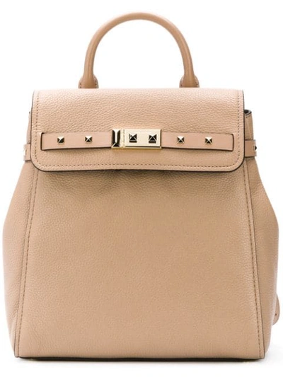 Shop Michael Michael Kors Studded Square Backpack In Neutrals