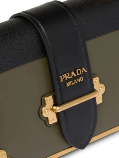 Shop Prada Cahier Leather Shoulder Bag In Green