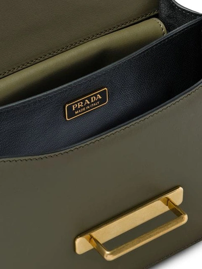 Shop Prada Cahier Leather Shoulder Bag In Green