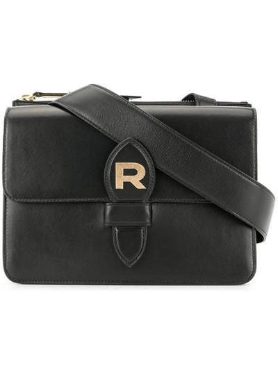 Shop Rochas Foldover Logo Crossbody Bag In Black