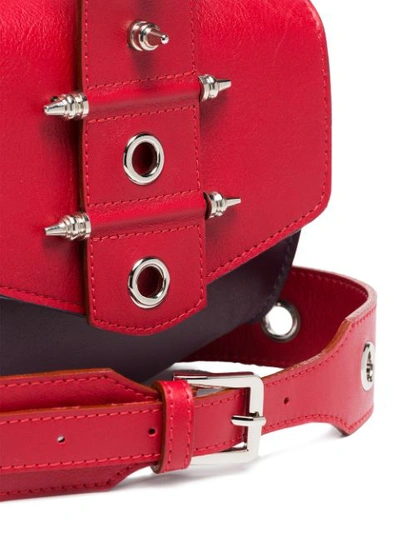 Shop Okhtein Red Rodhawk Studded Leather Belt Bag