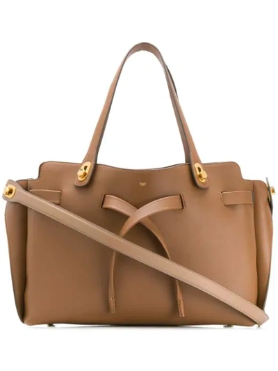 Shop Anya Hindmarch Shoelace Drawstring Tote Bag In Brown