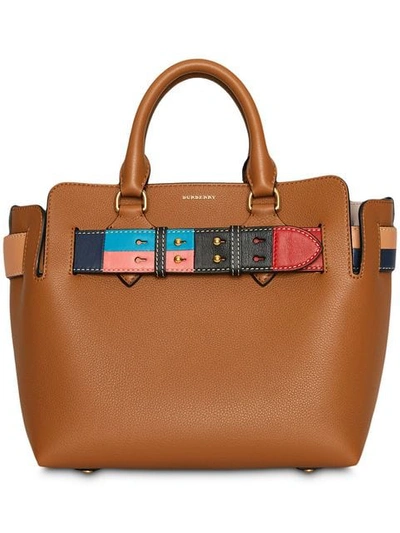 Shop Burberry The Small Leather Colour Block Detail Belt Bag In Brown