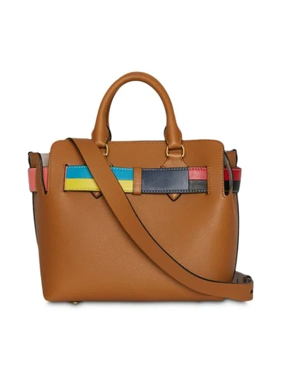 Shop Burberry The Small Leather Colour Block Detail Belt Bag In Brown