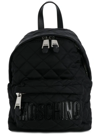 Shop Moschino Gesteppter Rucksack Mit Logo In Black