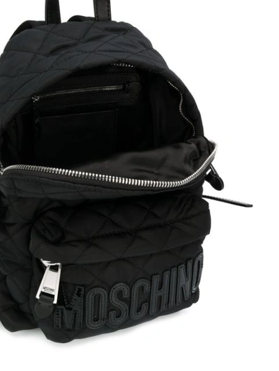 Shop Moschino Gesteppter Rucksack Mit Logo In Black
