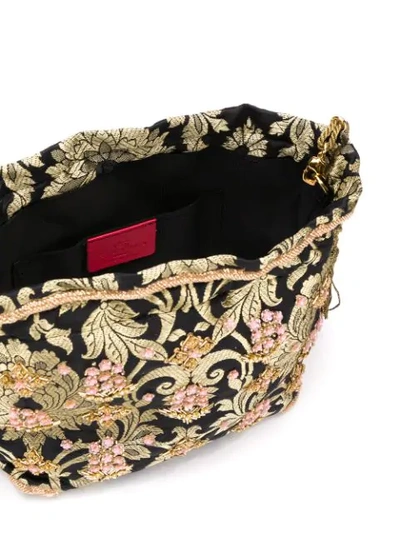 Shop Etro Mini Floral Jacquard Bucket Bag In Black