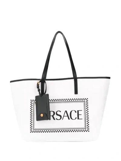 Shop Versace 90s Vintage Logo Tote In White