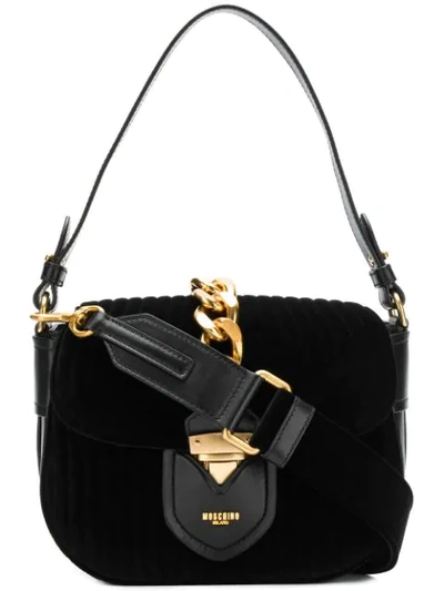 Shop Moschino Chain Trim Handbag - Black