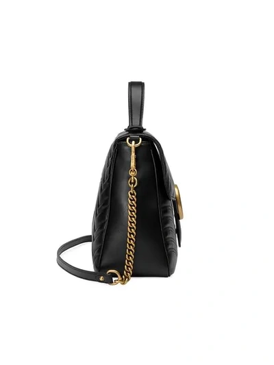Shop Gucci Gg Marmont Medium Top Handle Bag In Black