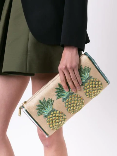 pineapples embroidery clutch