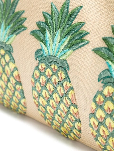 Shop Edie Parker Pineapples Embroidery Clutch In Beige