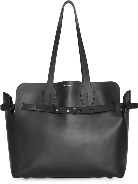 burberry medium belt detail leather tote bag