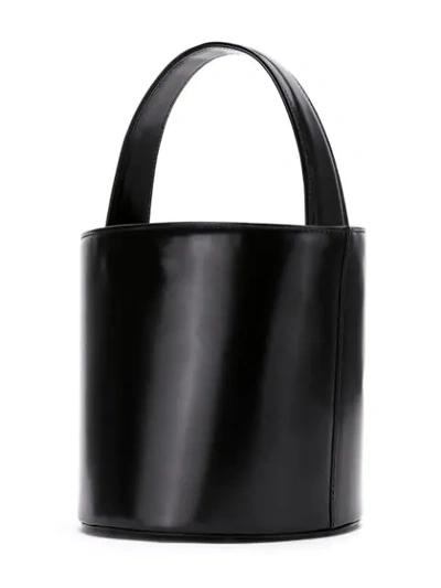 Shop Sarah Chofakian Leather Bucket Bag In Black