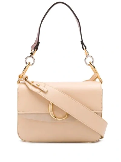 Shop Chloé Small C Shoulder Bag In Neutrals